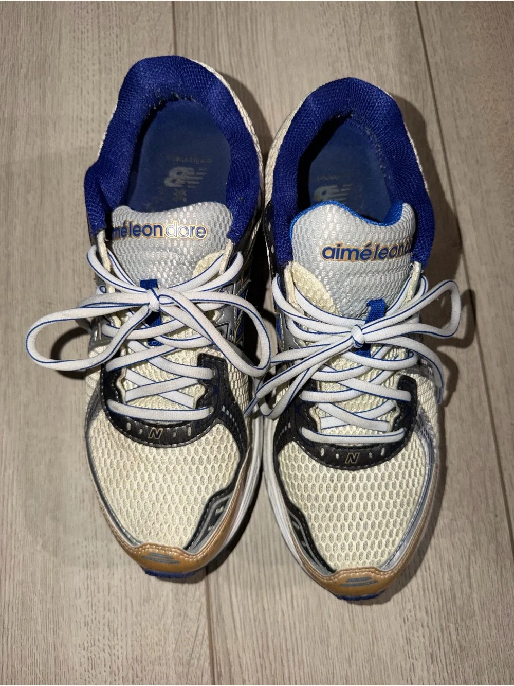 aimé leon d'oré White & Blue New Balance Mesh Sneakers